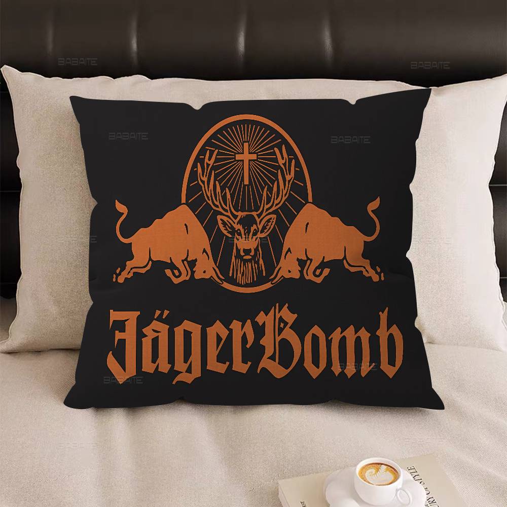 

J-Jagermeisteres Logo Pattern Pillow Gift Home Office Decoration Pillow Bedroom Sofa Car Cushion CoverPillow Case 18x18Inch