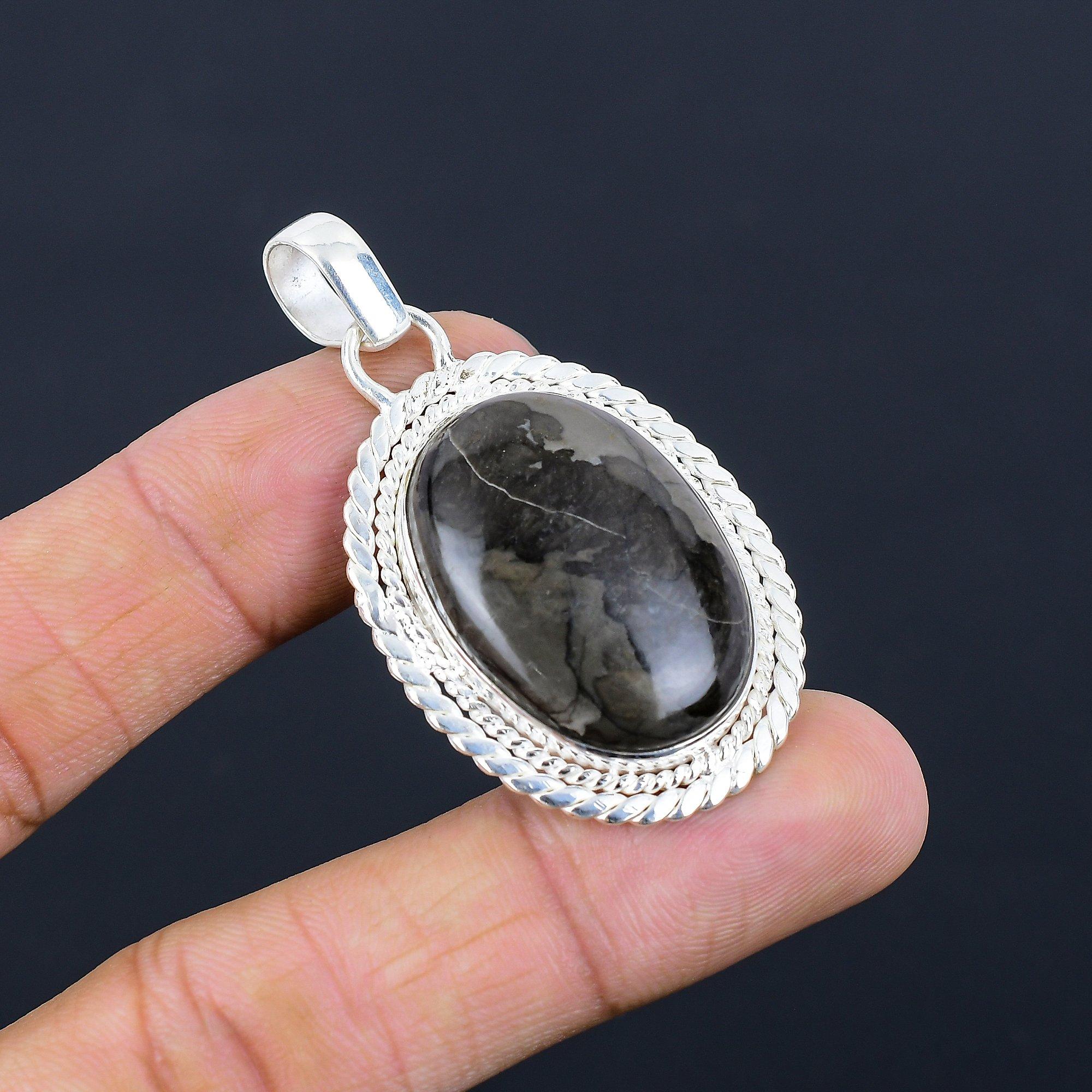 

Easter Deal Natural Gabbro Jasper 925 Silver Bezel Birthday Wife Pendant Jewelry