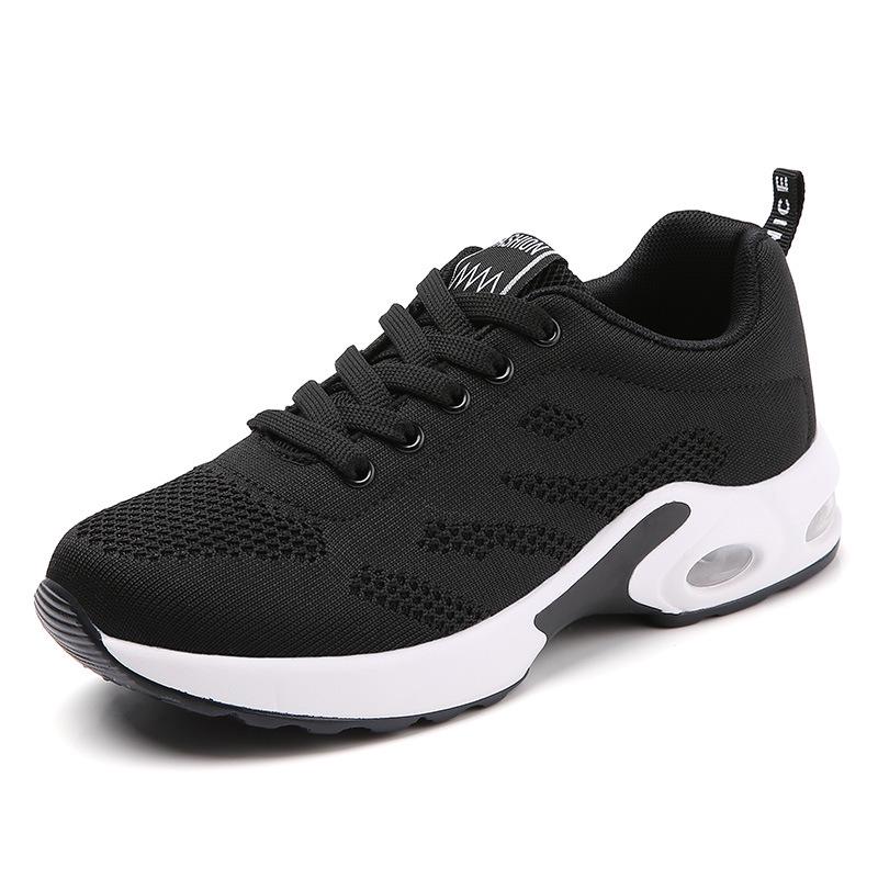 2021 Factory Direct Supply of New Korean Version of Flying Woven Sports and Leisure Shoes Breathable Soft Sole Air Cushion Student Large Size Women'