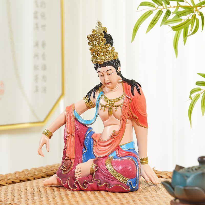 Resin Zen Water Moon Goddess Kwan Yin Guanyin Statue Figurine Tea Room Meditation Home Decor Gift