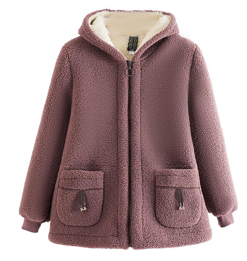 Plus Size Fleece-Lined Winter Coat for Middle-Aged & Elderly Women