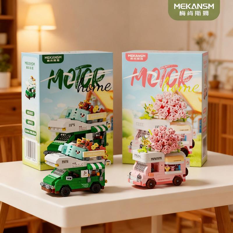 Creative and interesting food travel RV building blocks puzzle assembled children's toys ornaments holiday gifts