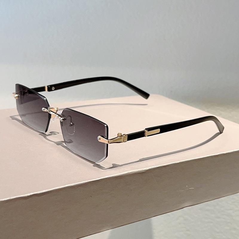 Retro Sunglasses Men Brand Designer Fashion Rimless Sun Glasses Cutting Lens Ladies Frameless Eyeglasses Uv400 Shades