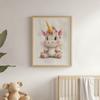 Poster Cute Unicorn In Pastel Colors Poster Cute Unicorn In Pastel Colors, 50X70 Cm, Gold Aluminum Frame, 230 Gs Matte Paper