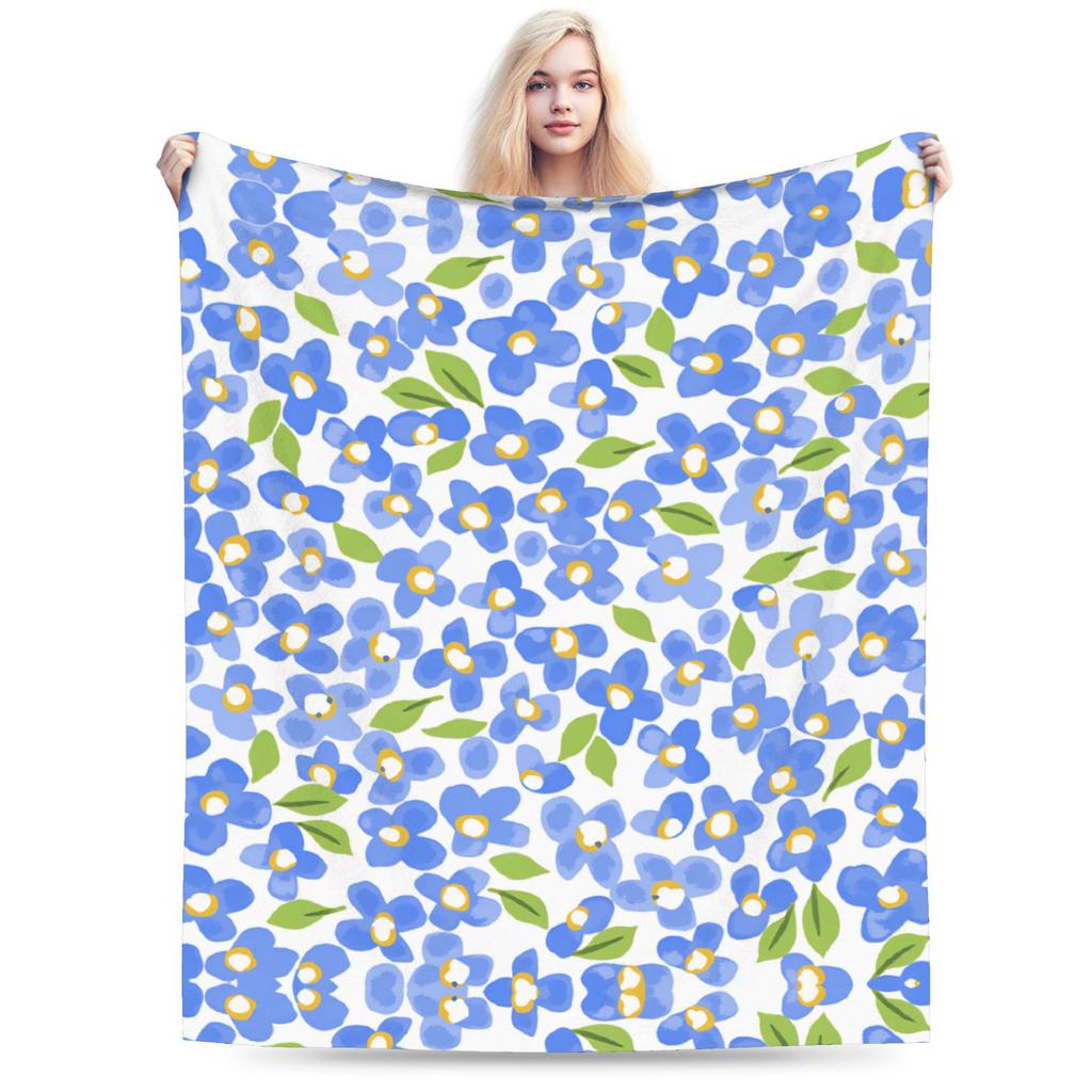 Florals on Yellow Fabric Plush Blanket Child  Flannel Throw Blanket For Outdoor Super Warm Quality Bedspread Birthday Present