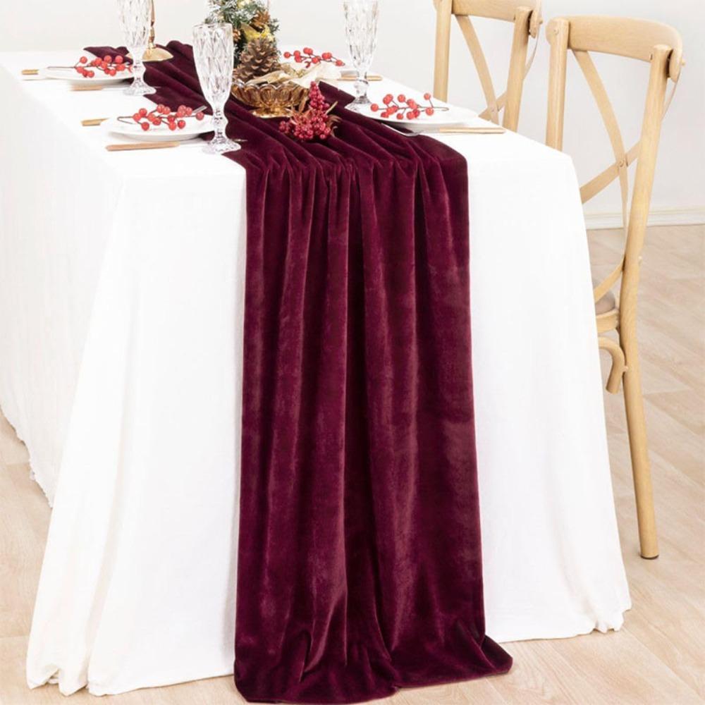 European Style Velvet Table Runner Non-slip Table Linen Conference Table Cover  New Year