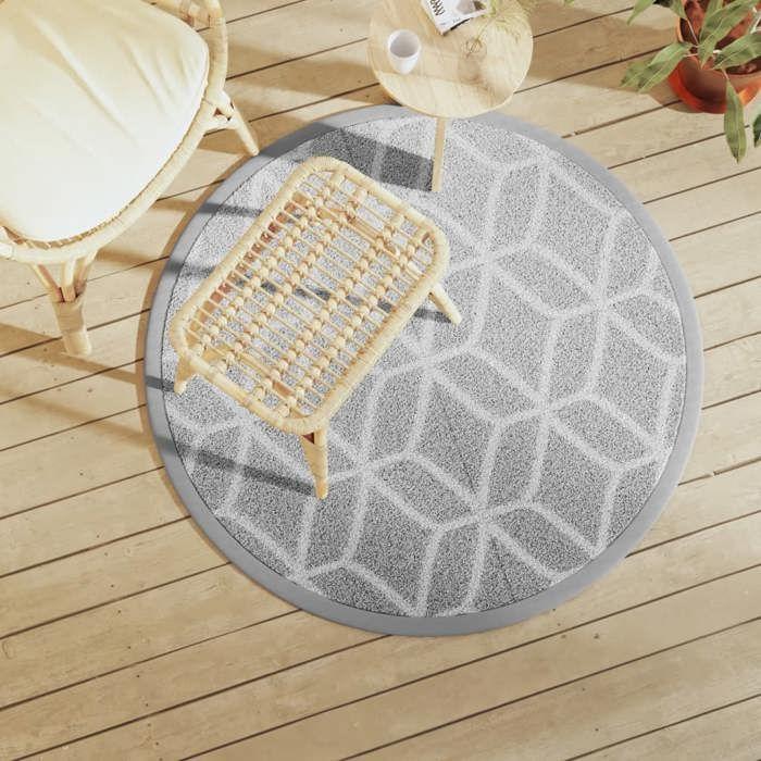 VidaXL Outdoor Rug Grey Ø120 Cm PP, Garden Rug, Floor Mat, Floor Carpet, Rug, Patio Rug, Carpet 368466