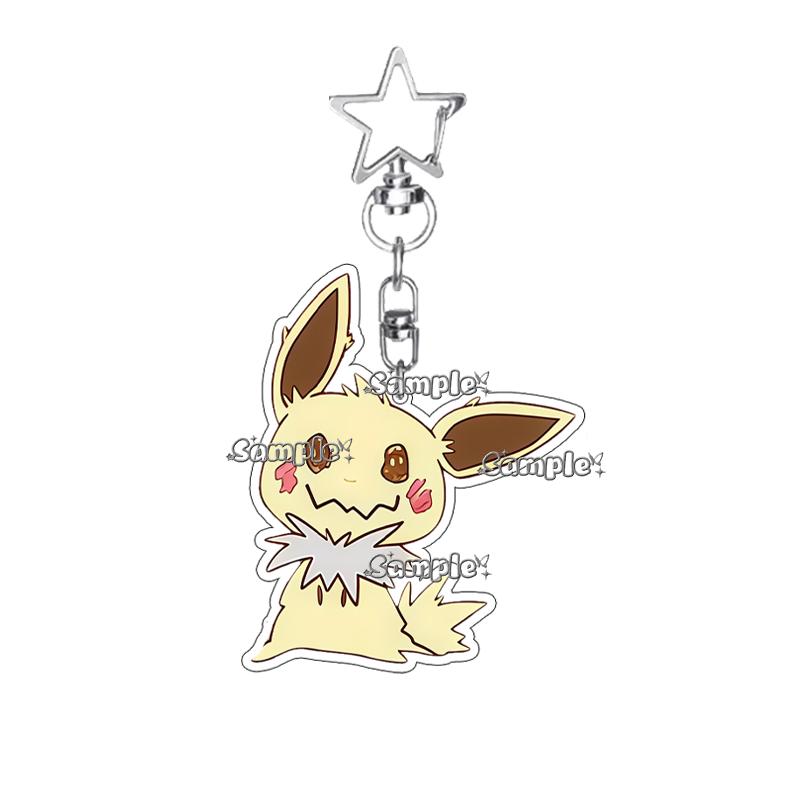 Creative Anime Eevee Leafeon Glaceon Umbreon Jolteon Anime Double-sided Printing Acrylic Keychain Key Ring Jewelry  Accessories