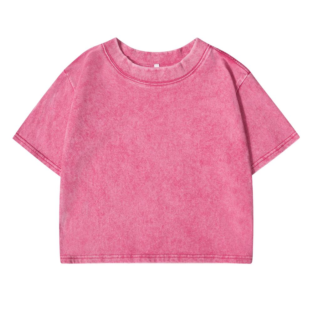 Wash Short Women T Shirt  Cool Summer Breathable Tshirt Street Tees Casual Vintage Distress Midriff-Baring Clothes
