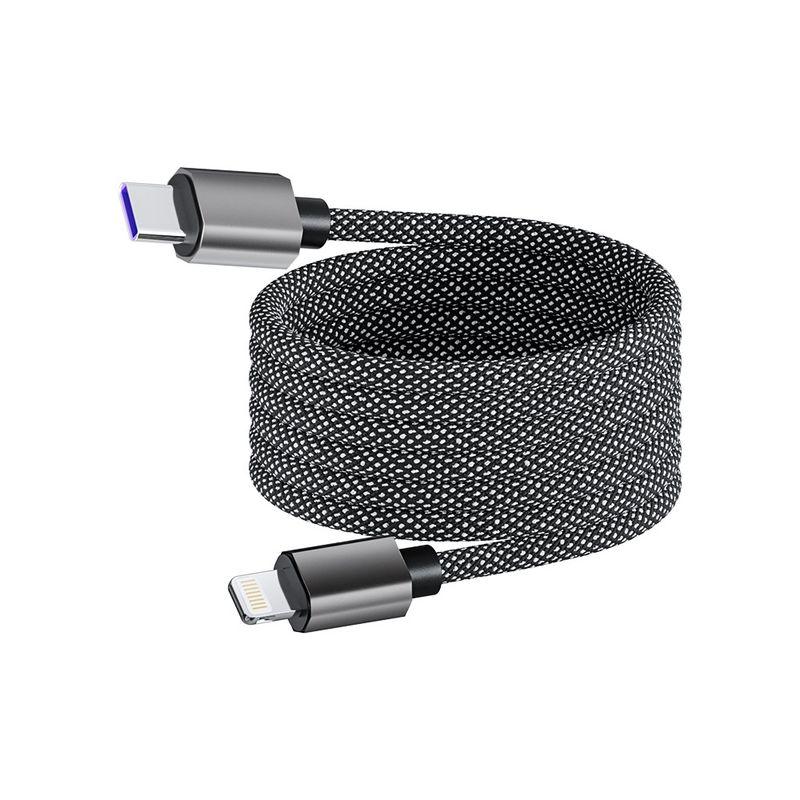 

Data Cable Automatic Fit Reset Car Retractable Storage Suitable for Iphone16 Apple 15promax Android Mobile Phone Tablet Type-C Woven PD Fast Charging 27W-black Gray (C-L) for iphone14 models below 1m