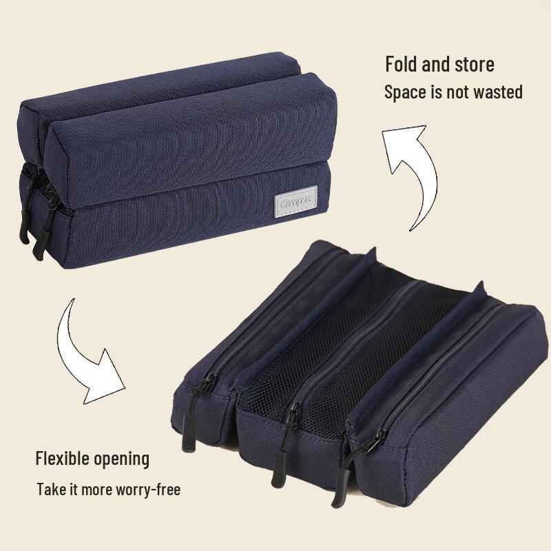 KOKUYO Campus Large-Capacity Tri-Compartment Canvas Pencil Case
