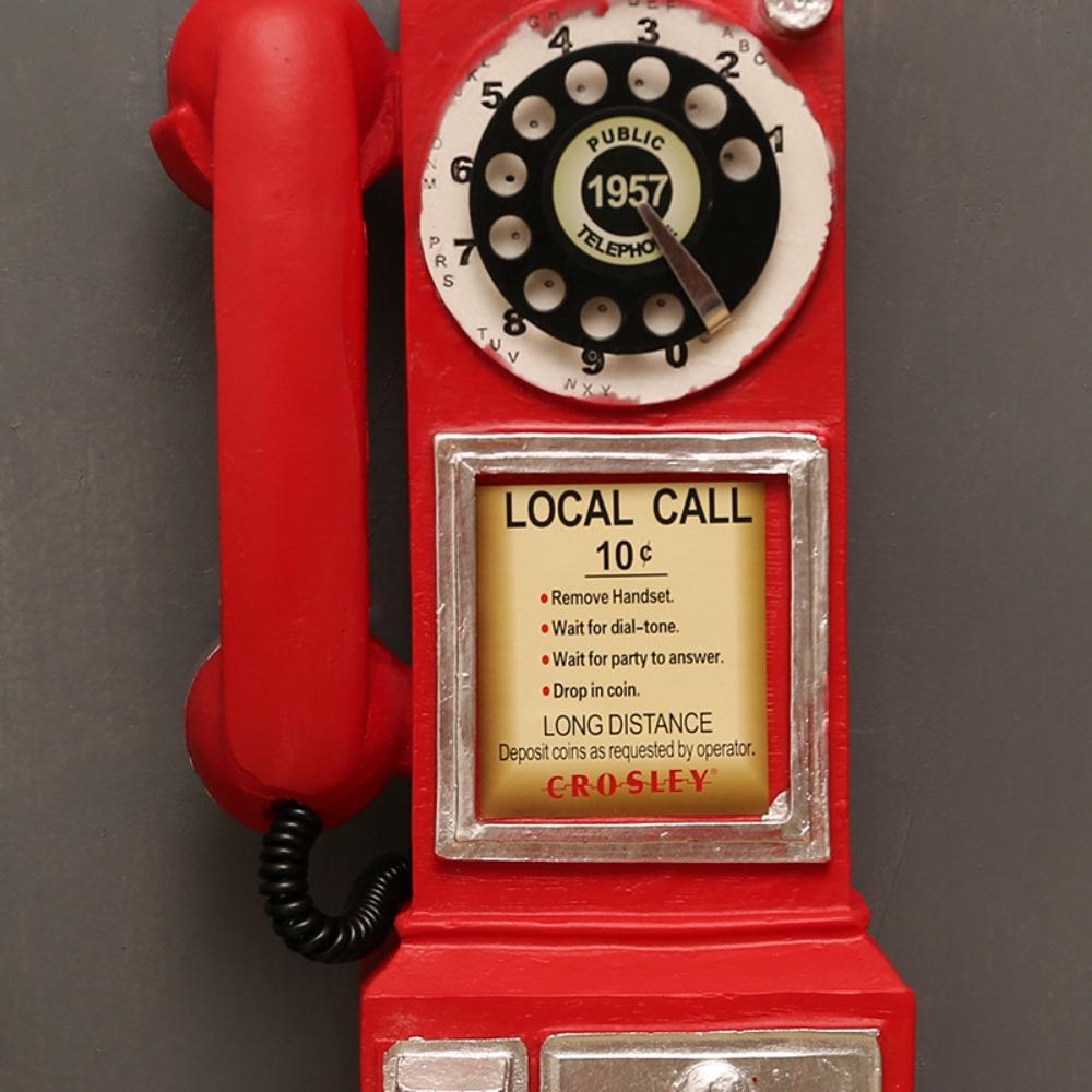 Wall-Mounted Telephone Ornament Vintage Booth Telephone Figurine Telephone Model  Photography Props