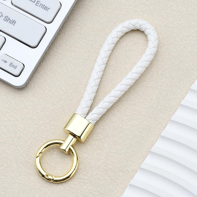 High Quality PU Braided Rope Car Keychain Simple Water Cup Pendant School Bag Keychain Motorcycle Key Ring Ring
