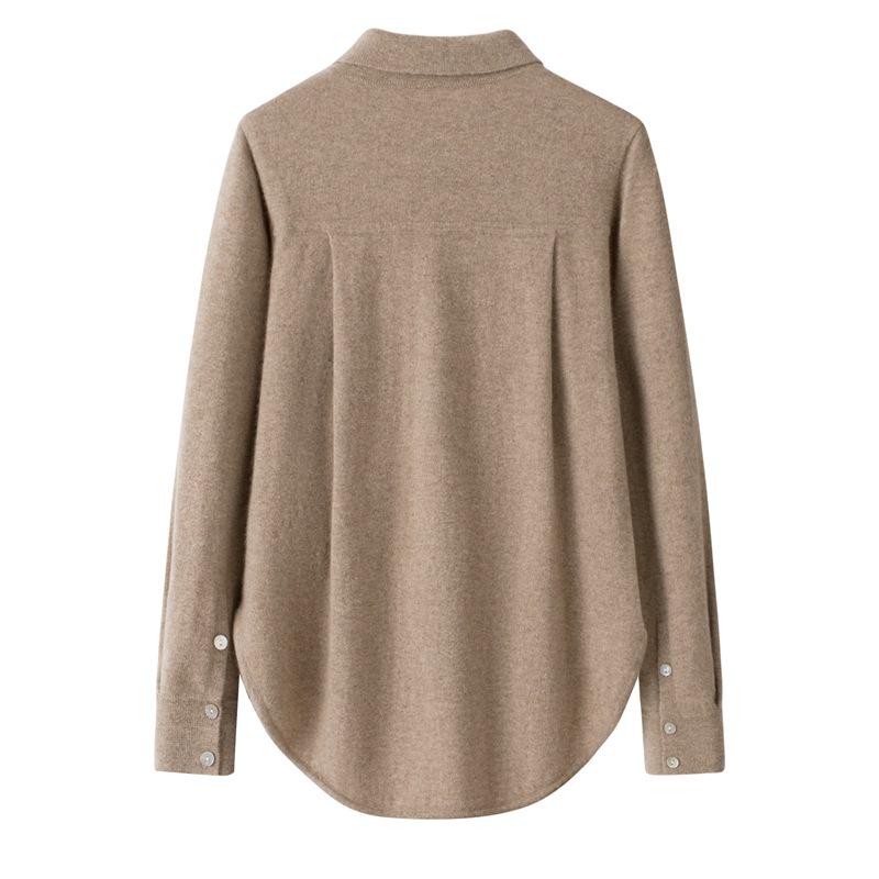 Uvolněný polokošilový límec 100% čistý kašmírový kardigan - Svetr střední délky