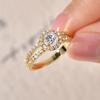Anziw Classic 14k Gold Filled Wedding Rings For Women 0.5CT Round Cut Cubic Zirconia Fingers Ring Engagement Bridal Jewelry Gift