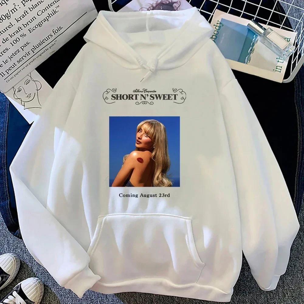 Sabrina Carpenter Short N' Sweet Taste Men's Fashion Street Hoodie Autumn and Winter Retro Long Sleeve Warm Loose Sweatshirt