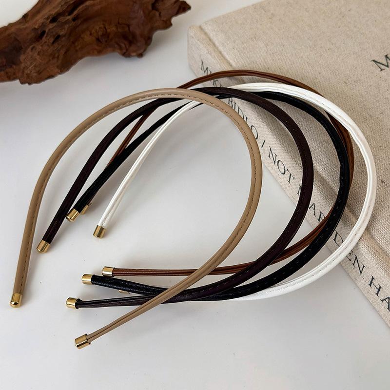 Új egyszínű hajkarika hajpánt Elegáns fejfedő női haj kiegészítők arcmosó hajpánt bőr fejpánt nőknek