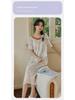 Women's Summer Ice Silk Two-Piece Nightdress with Breast Pads - Short-Sleeved, Sweet, Knee-Length