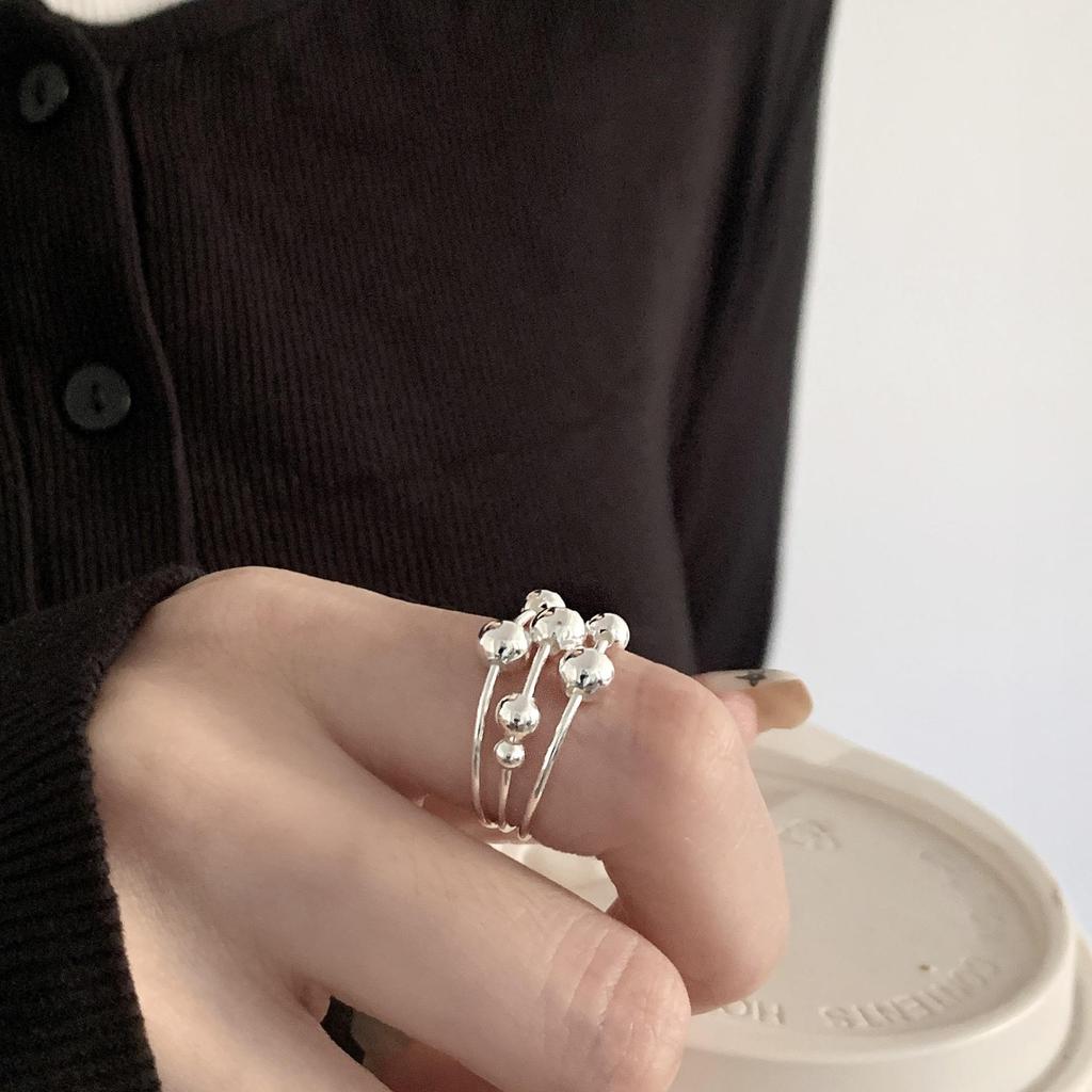 Versatile Multi-layer Bead Ring for Women: Fashion-Forward Stackable Open Design for the Index Finger