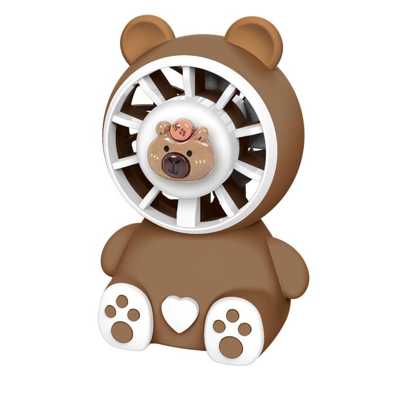 

Hot Sale New Cartoon Cool Handheld Practical Small Fan Summer USB Charging Portable Desktop Mini Summer Office Fan коричневий