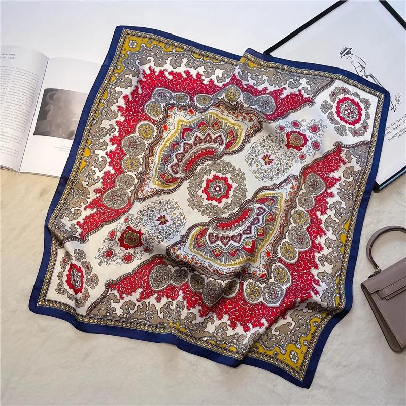 1PS Fashion Scarf For Women Classic Square Scarves Spring And Summer Headscarf Breathable Lightweight Soft Satin Neckcheif