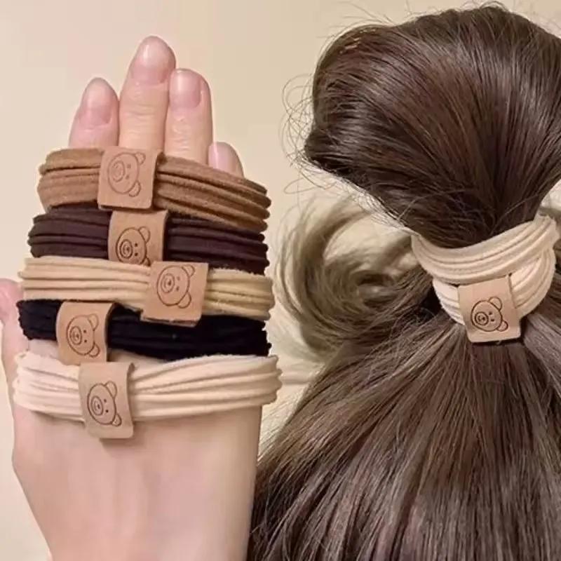 5pcs/set Hair Ties Twisted Knitted Rubber Bands Basic Elastic Hair Band Durable Ponytail Holder Women Hair Accessories