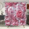 Romantic Rose Heart Shower Curtain - Waterproof, Mildew-Resistant With Glittery Love Design For Valentine'S Day Bathroom Decor