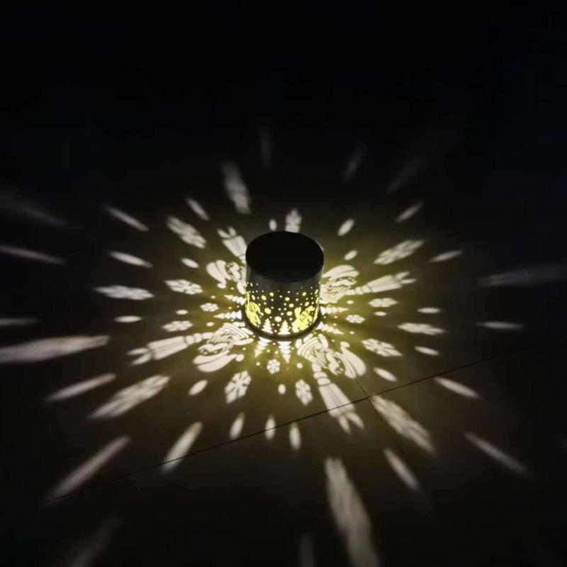 Solar Outdoor Wall Light Santa Claus Projection Lamp Christmas Iron Art Garden Decorative Wall Lamp For Yard Courtyard Xmas Gift