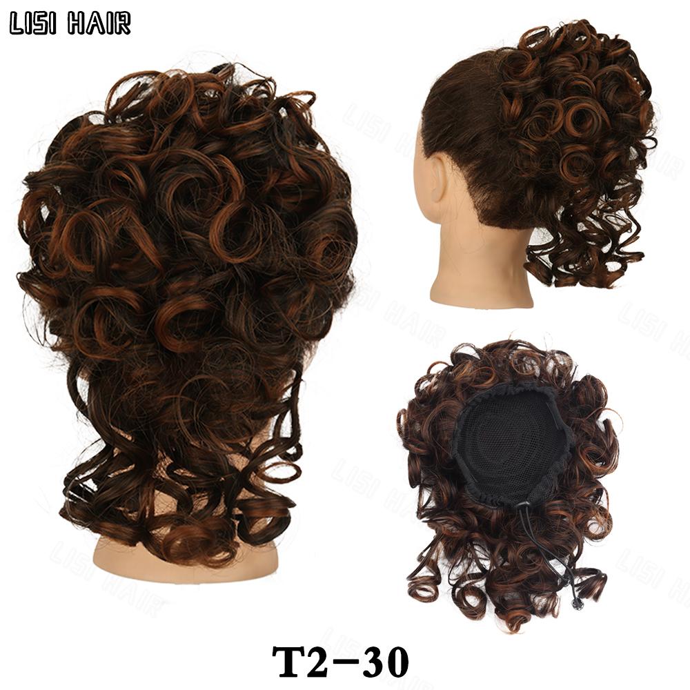 MISSQUEEN Syntetické rozcuchané krátké vlasy prodlužování do drdolu pružná spona do vlasů volné velké kudrnaté prodloužení vlasů pro ženy pro každodenní použití