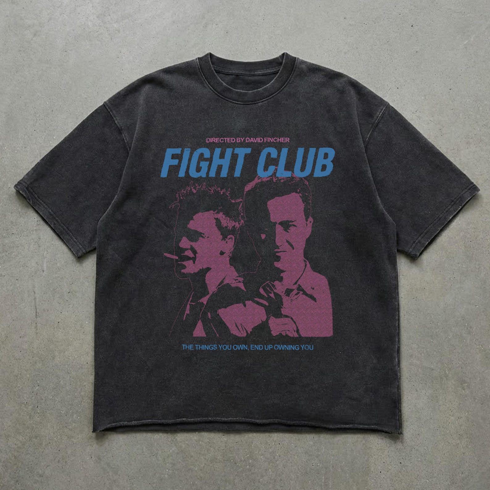 Fight Club Graphic T-Shirt | Faded Streetwear Tee | Vintage Retro Movie ArT-Shirt M