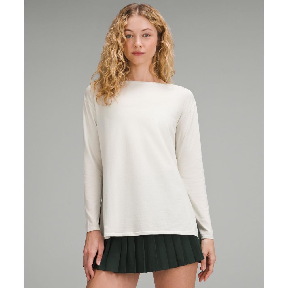 

Lululemon Relaxed Fit Boatneck Long Sleeve Shirt Bone 8