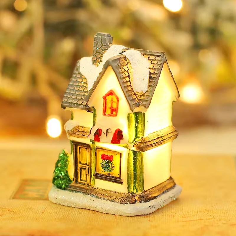1 szt. Świecąca ozdoba domu Festiwal Ciepłe oświetlenie Dekoracja domu LED Pokrywa śnieżna Rękodzieło Figurka statuetka Boże Narodzenie Romantyczny