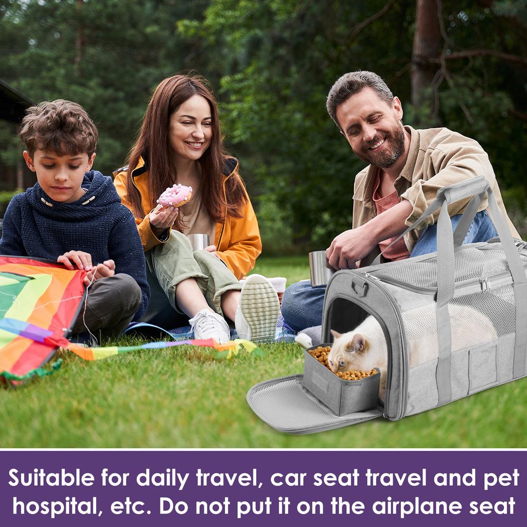Cat Carrier Bag Oxford Cloth Foldable Pet Carrier Cage Breathable Carrier Portable Dog Crate Bag with Food Bowl Shoulder Strap