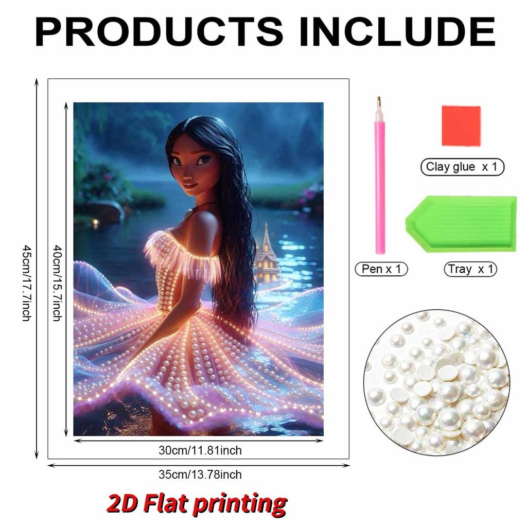Disney Pearl Painting Pocahontas Waterside Streamer Creative Art 5D Pearl Embroidery Cross Stitch Kit Handmade DIY Home and Room Decor Gift