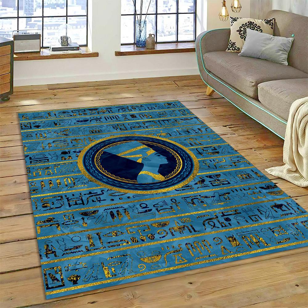 Ancient Egyptian Mythological Ideographic Sign Symbols Carpet Rug for Home Living Room Bedroom Sofa Doormat Decor,Non-slip Mat