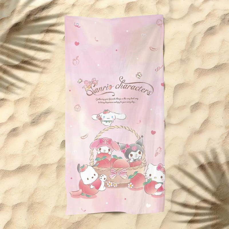 Cute Cartoon Kitten Printed Microfiber Beach Towel Quick Dry Soft Bath Towel For Kids Seaside Swimming