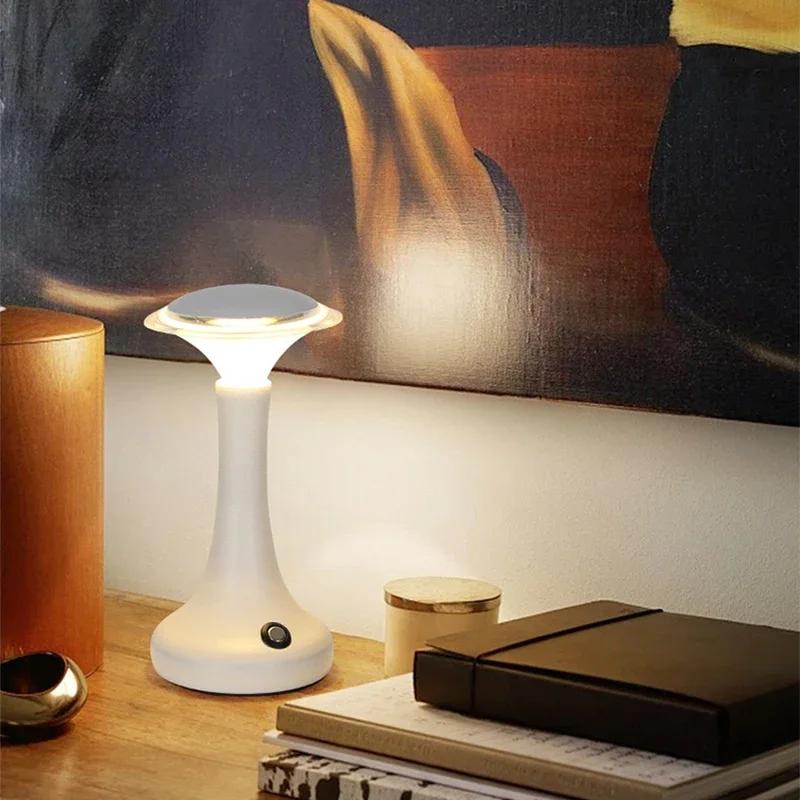 Wireless LED Table Lamp Touch Sensor Desktop Night Light Rechargeable Reading Lamp for Restaurant Hotel Bar Bedroom Decor Light