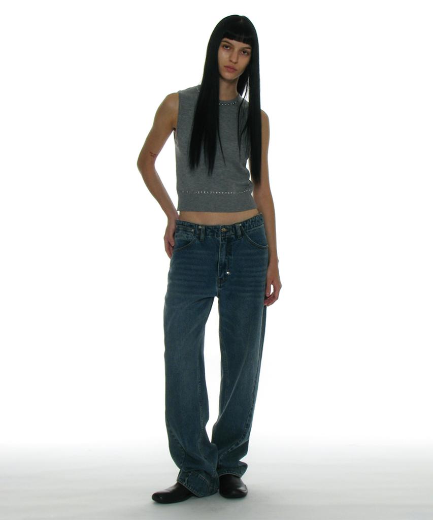 PARTIMENTO WOMEN Studded Knit Sleeveless Top_Melange