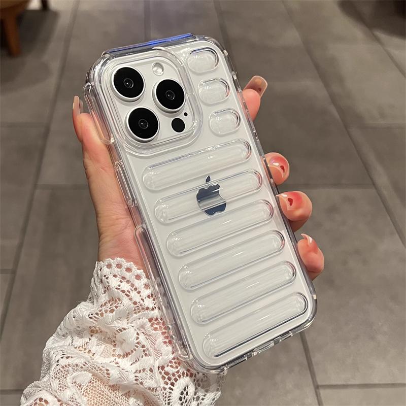 Air Cushion Capsule Armor Phone Case For iPhone 16E 16 15 14 Plus 11 12 13 Pro Max X XS XR Solid Color Soft TPU Shockproof Cover