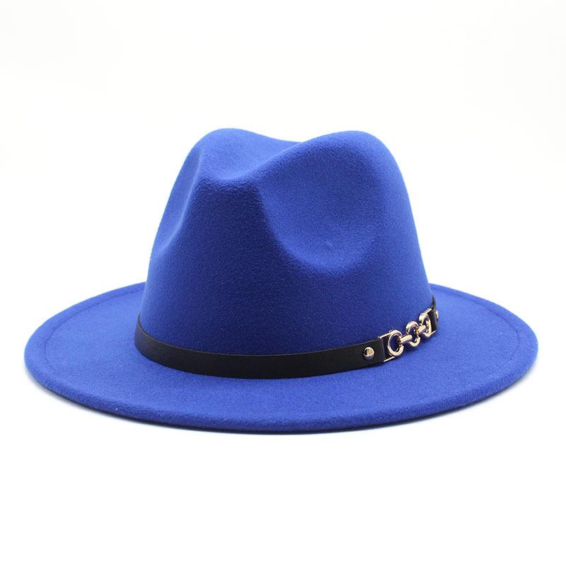 Flat Edge Woolen Top Hat, Belt Buckle, Big-Brimmed Felt Hat, Plain Weave Top Hat