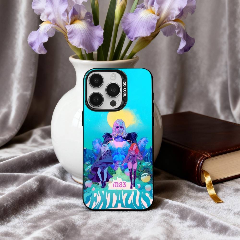 Electric Rock M-M83 Band Phone Case For iPhone17,16,15,14,13,12,11 Plus,Pro Max Candy Silver Plated Inside Cover