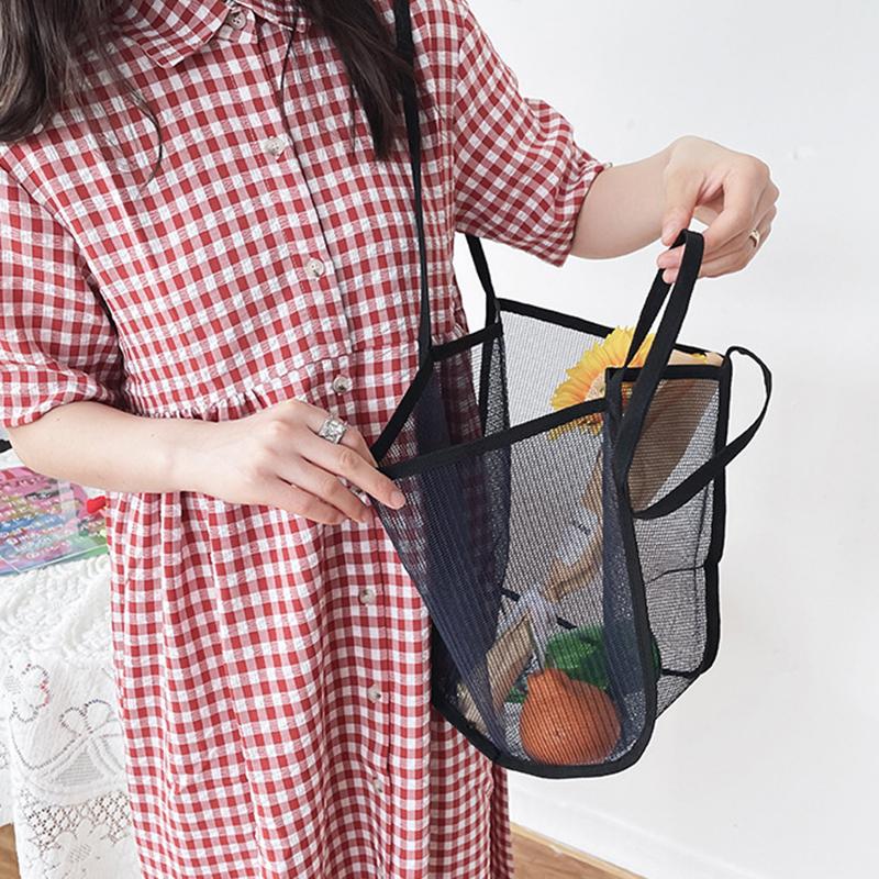 Large Capacity Beach Bag Lightweight Mesh Tote Bag Fashionable and Versatile Shopping Bag For Women Travel