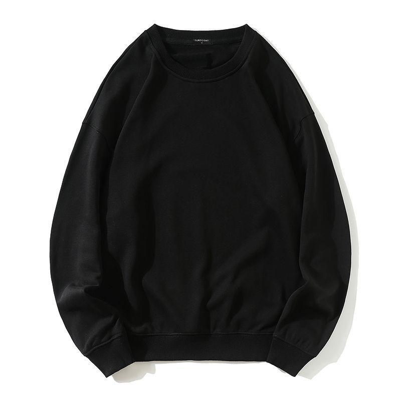 Men's Trendy Solid Color Round Neck Sweatshirt - Casual, Versatile, Loose Fit, Micro Drop Shoulder, Pullover for Spring & Autumn