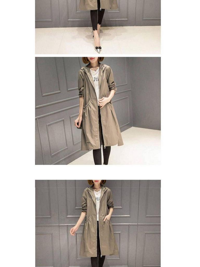 2025 Spring/Autumn Korean Style Mid-Length Over-the-Knee Trench Coat with Lining - Loose Fit, Plus Size