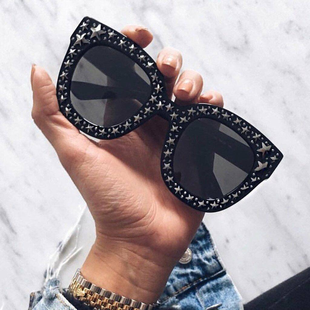 Eleganti Occhiali da Sole Quadrati Oversize con Strass Bling per Moda Protezione UV