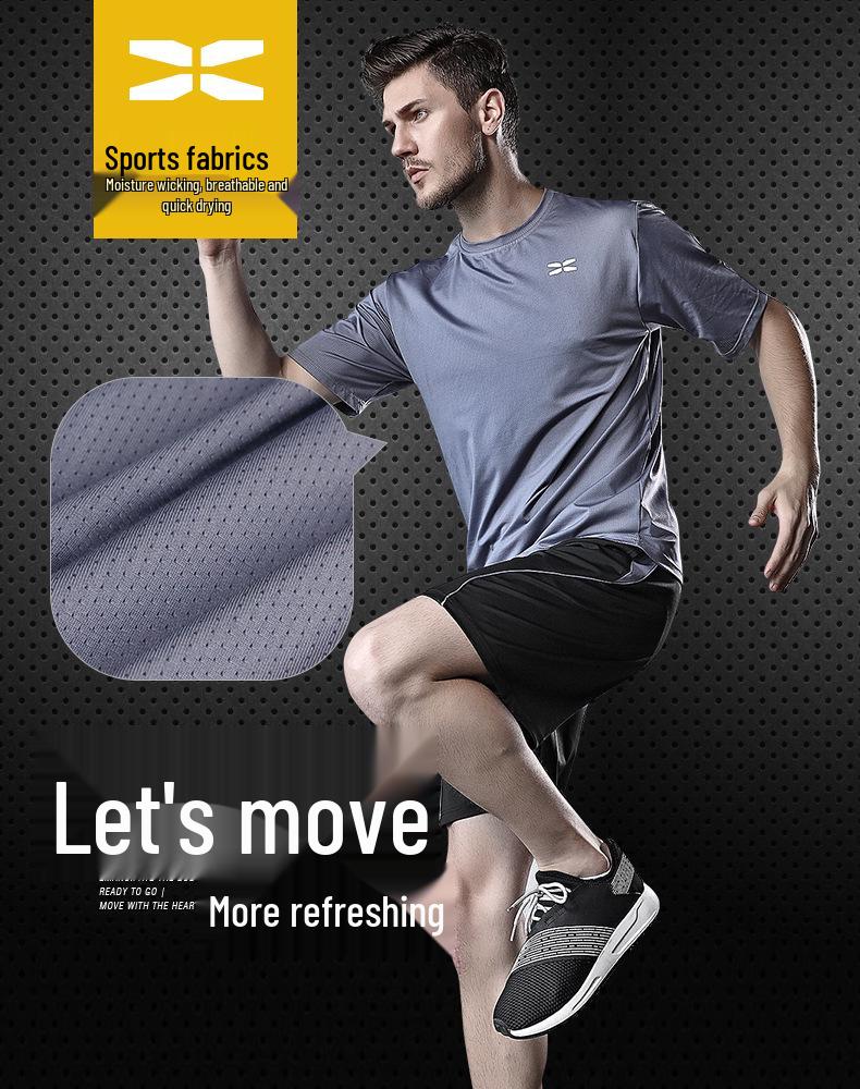 Men's Casual Running Sports Suit with Shorts and Short-Sleeve Top - Ideal for Fitness, Yoga, and Training.