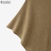 ZANZEA Autumn Women Turtleneck Long Sleeve Irregular Casual Knitted Cloak Sweaters Jumpers