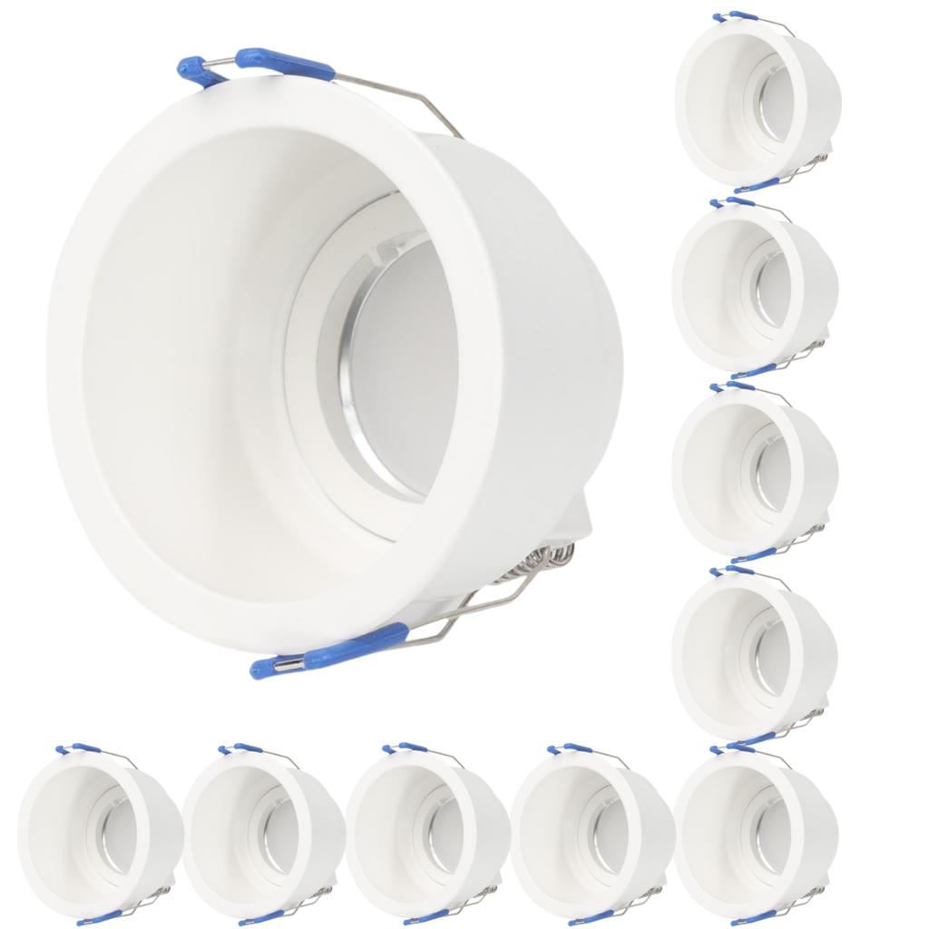 10PC Recessed Downlight GU10 MR16 Round Replacement Aluminum Kit Fitting Mounting Ceiling Spotlights Lamp Socket Holder Fixtures