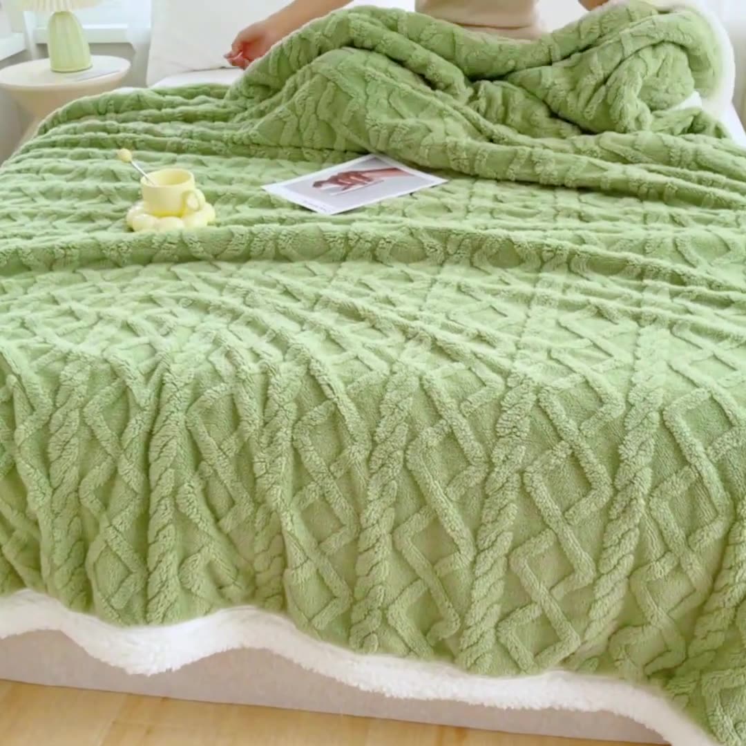 Зимнее одеяло из овчины (два в одном) коралловый фланель диван автомобильный чехол одеяло — фото 7