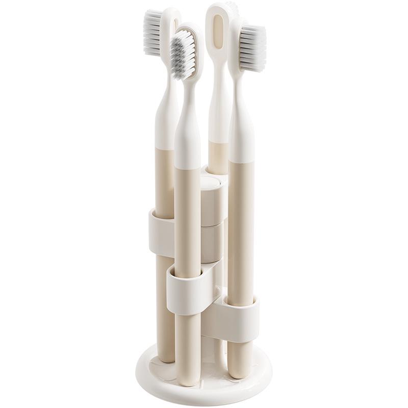 Rotating Bathroom Toothbrush & Makeup Brush Holder with Compartments